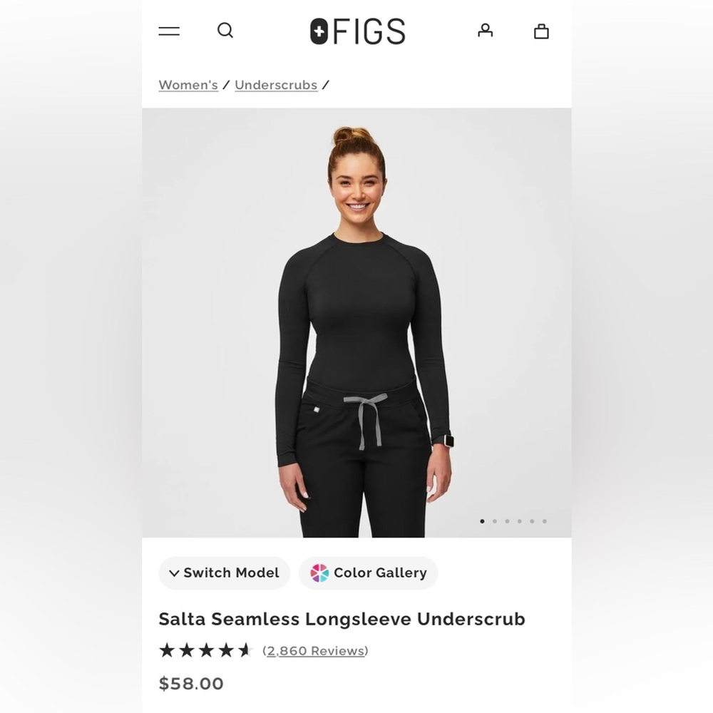 Figs Salta Seamless Black Longsleeve Top